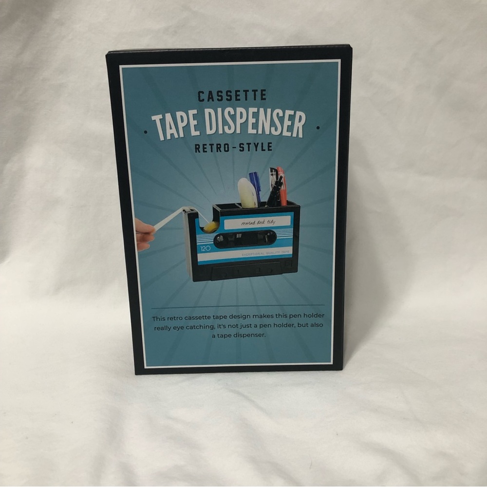 Cassette Tape Dispenser and pen  holder black. 7”L X 4”W